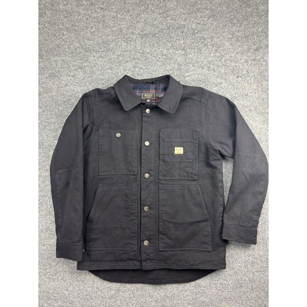 Wilder and Sons Coat Men's‎ Medium Black Canvas Blanket Lined Button Up Chore